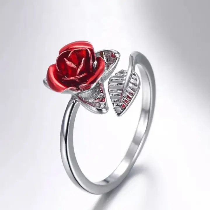 Red Rose design adjustable  Ring
