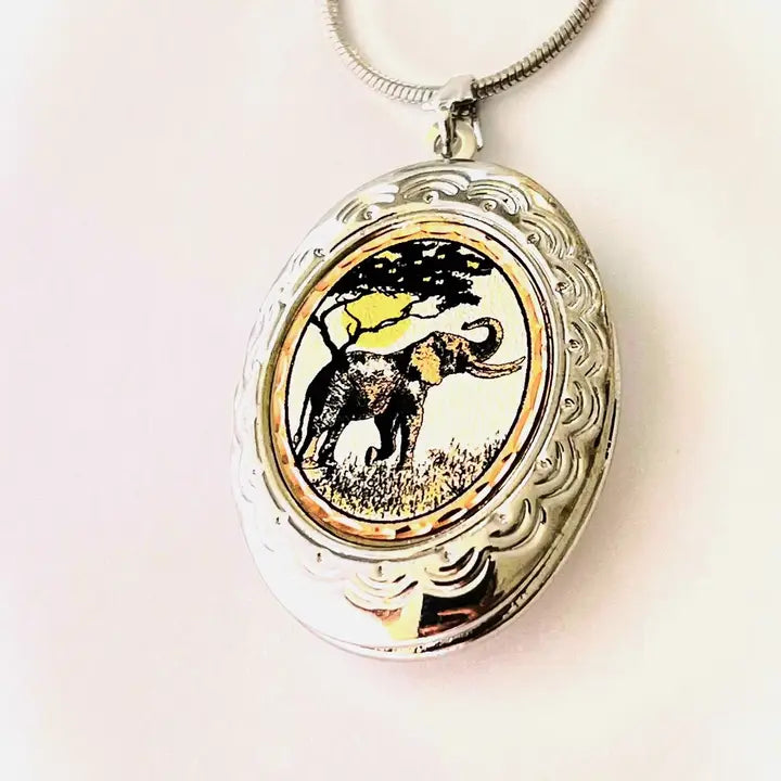 Elephant Jewelry Locket Necklace L-67