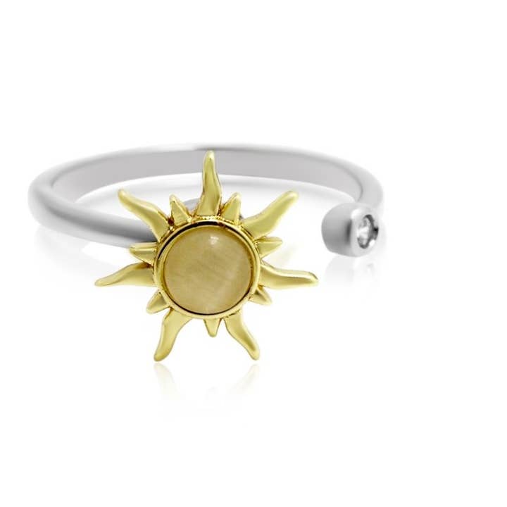 Gold sun design w/ shell stone centered spinning ring