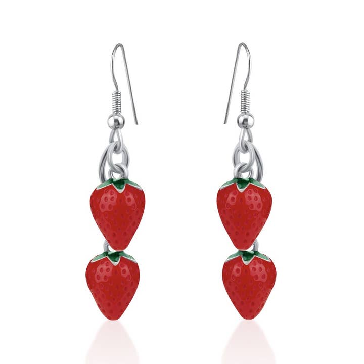 Strawberry red enamel Earrings