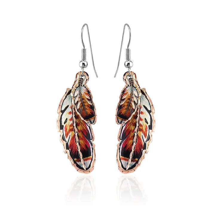 Dangle Red-tailed Hawk Feather Earrings YM-11