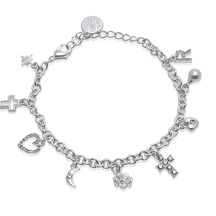 Heart Cross Moon Steel Adjustable Anklet