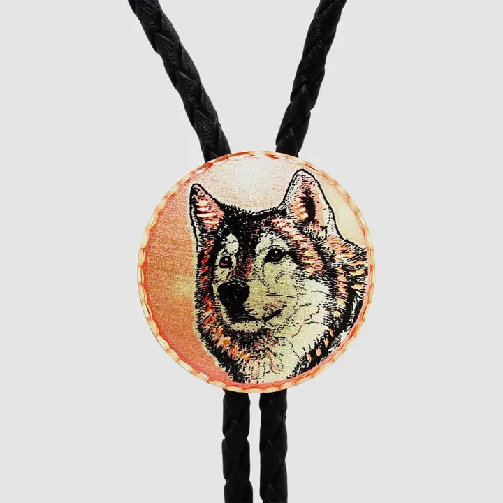 Wolf Face Western Bolo Tie