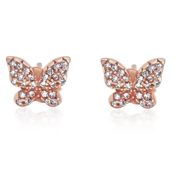 Rose gold tiny  stud  Butterfly Earrings