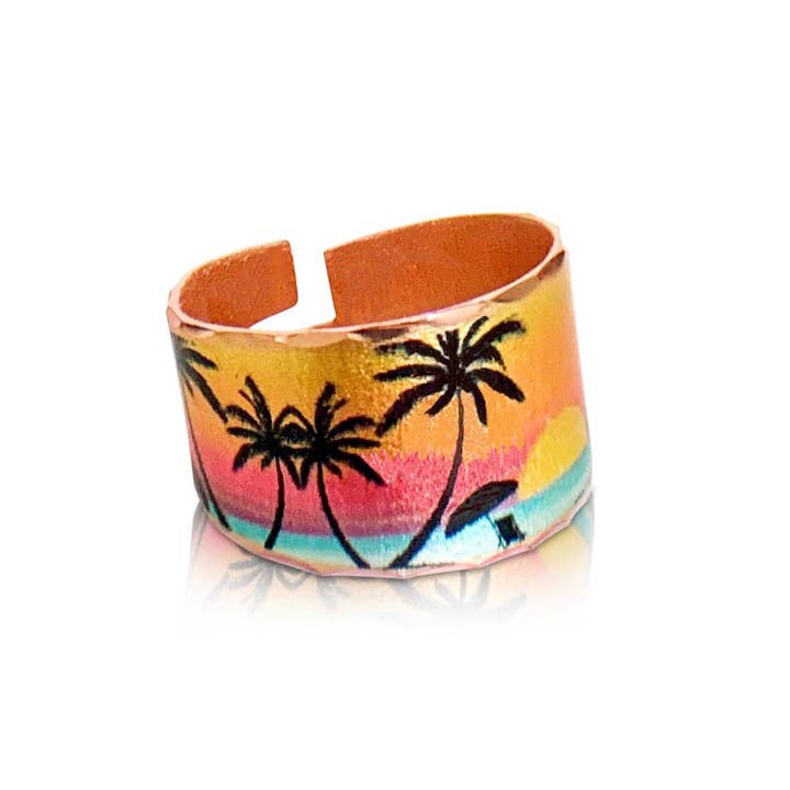 PALM  tree   design adjustable Ring