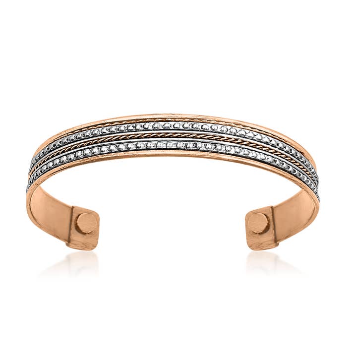 Handmade copper bracelet with magnets silver plated