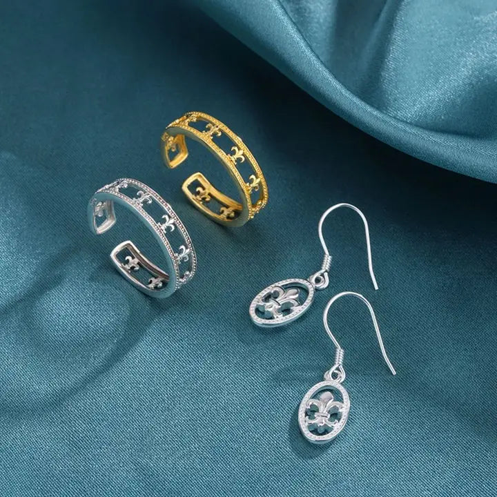 Fleur de lis design 925 Silver  earrings