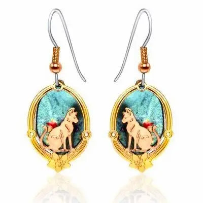 3D Colorful Cut Out Cat Earrings