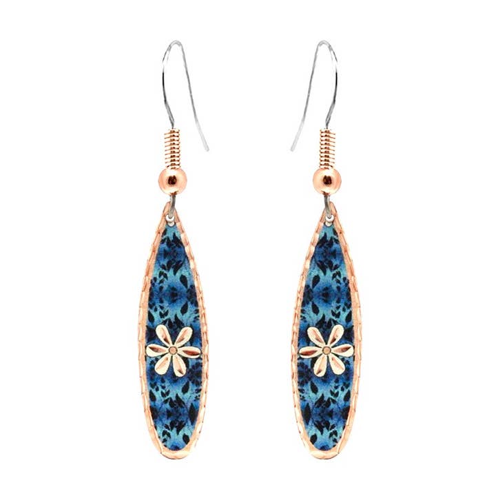 Blue  flower design earrings