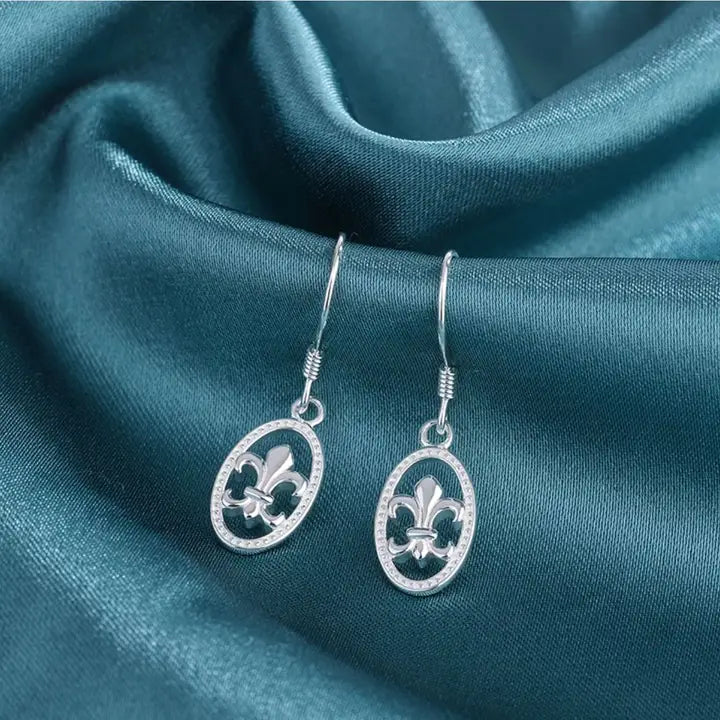 Fleur de lis design 925 Silver  earrings