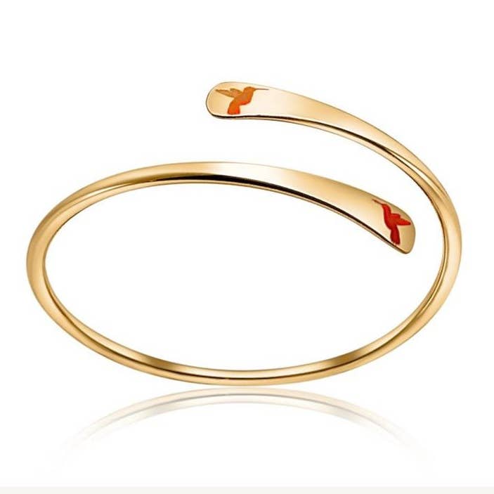 hummingbird engraving minimal adjustable bracelet