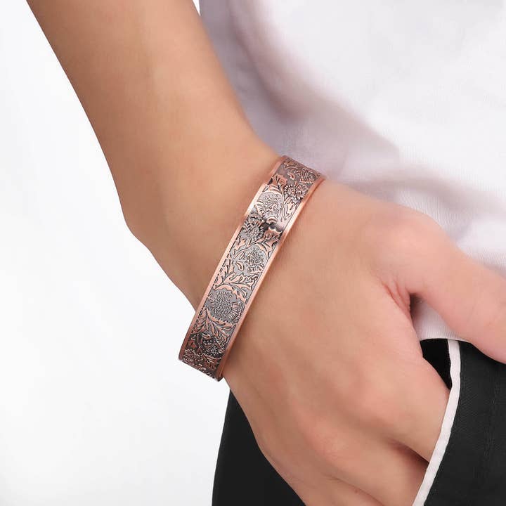 Copper retro look magnetic adjustable bracelet