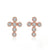 Sterling silver rose gold stud tiny Cross  Earrings