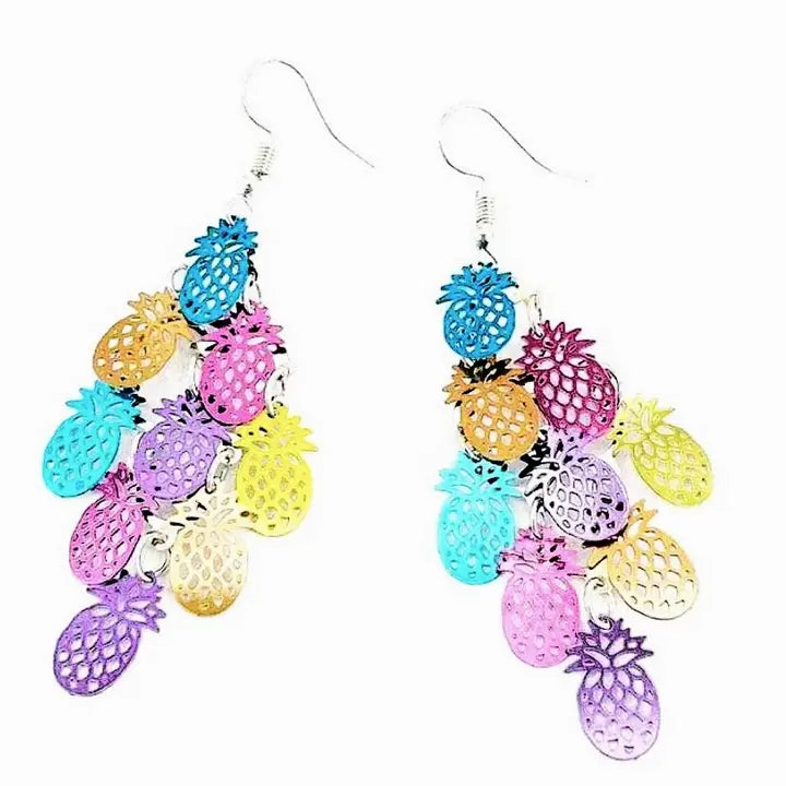 Stainless steel colorful  Pine  Apple Earrings