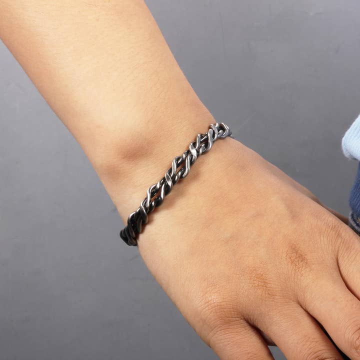 plain wide copper bracelet Anti-silver with magnets