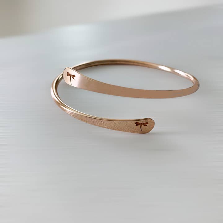 dragonfly engraving minimal adjustable bracelet