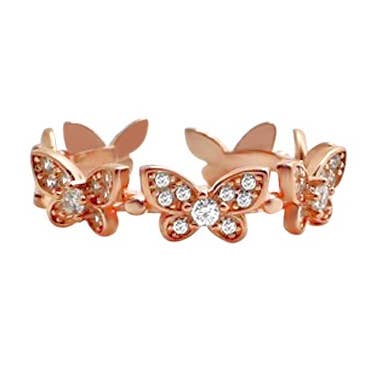 Rose gold  Stainless Steel Adjustable  Butterfly Ring