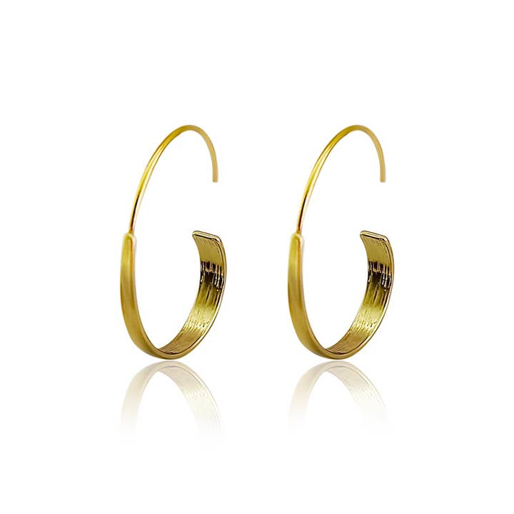 half moon 14K gold  plated brass  earrings