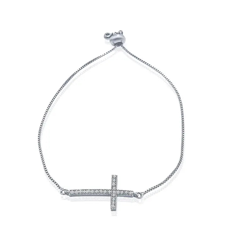 Stainless steel  Cross Bracelet w/slider chain