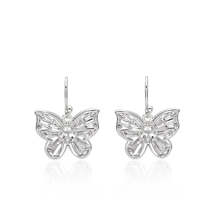 Silver Butterfly Earrings with stones best seller