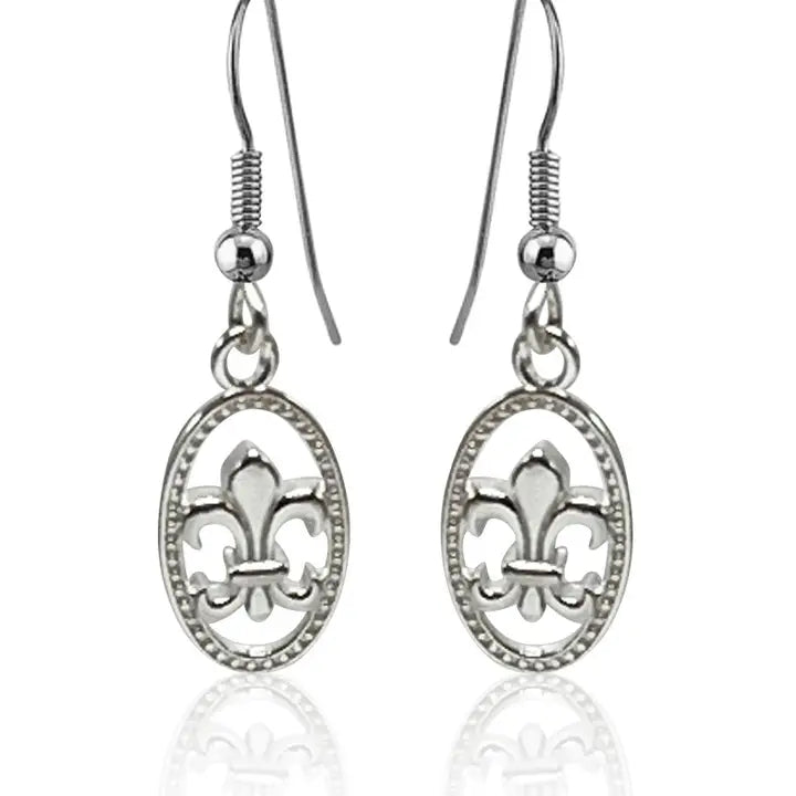 Fleur de lis design 925 Silver  earrings