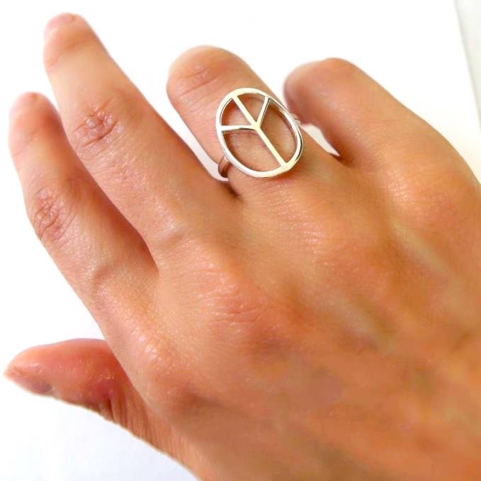 Peace silver 925 adjustable ring