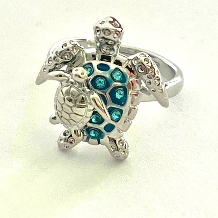 Sea  Turtle silver plated   Ring  adjustable