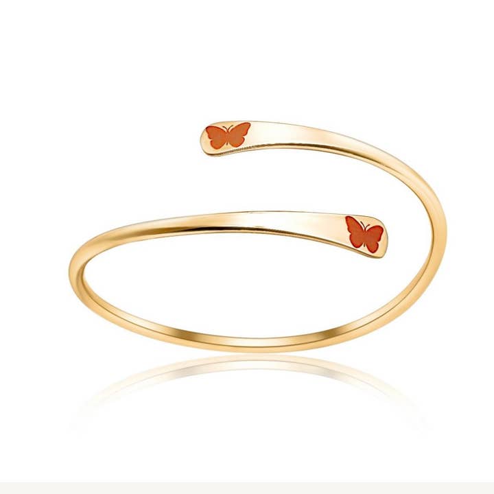 butterfly engraving minimal adjustable bracelet