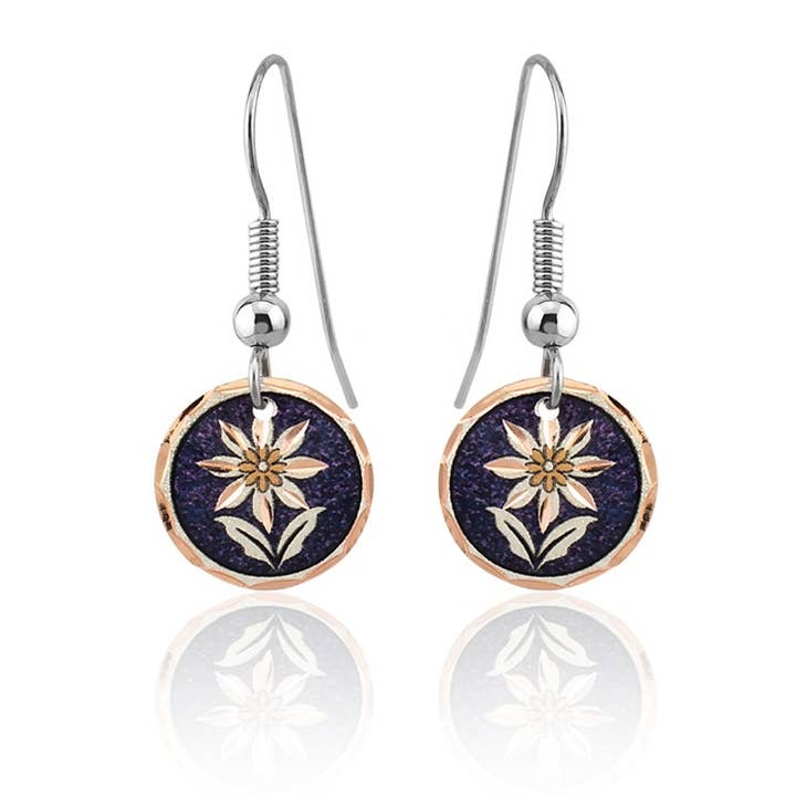 Purple Floral Design Earrings