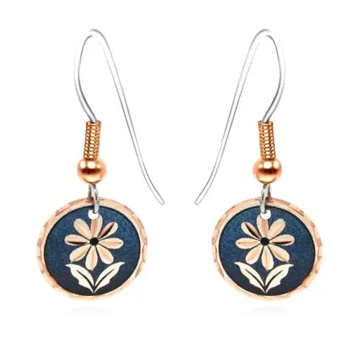 Darker Blue  Floral Design Earrings