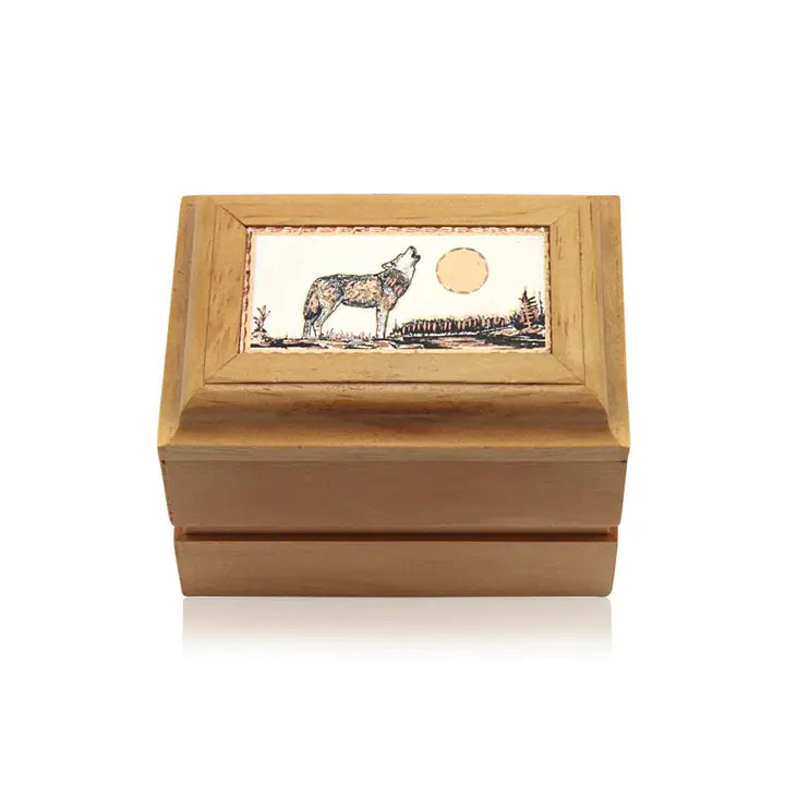 keepsake Wooden Box Howling Wolf