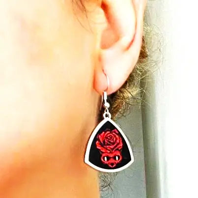 Skull Rose and Candle , Day of the Dead Earrings