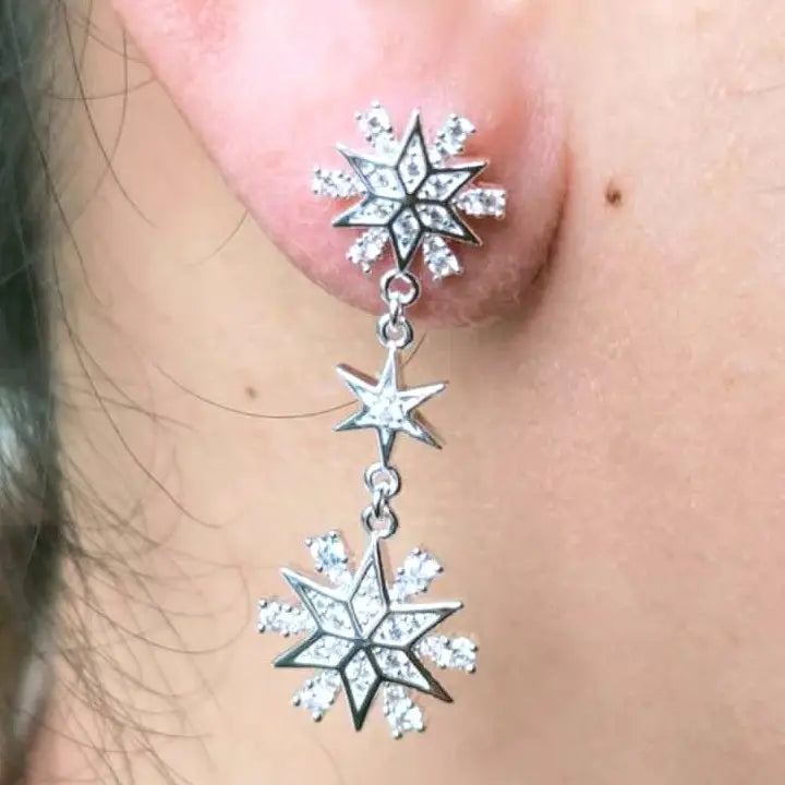 snow flake zircon   Stud Earrings
