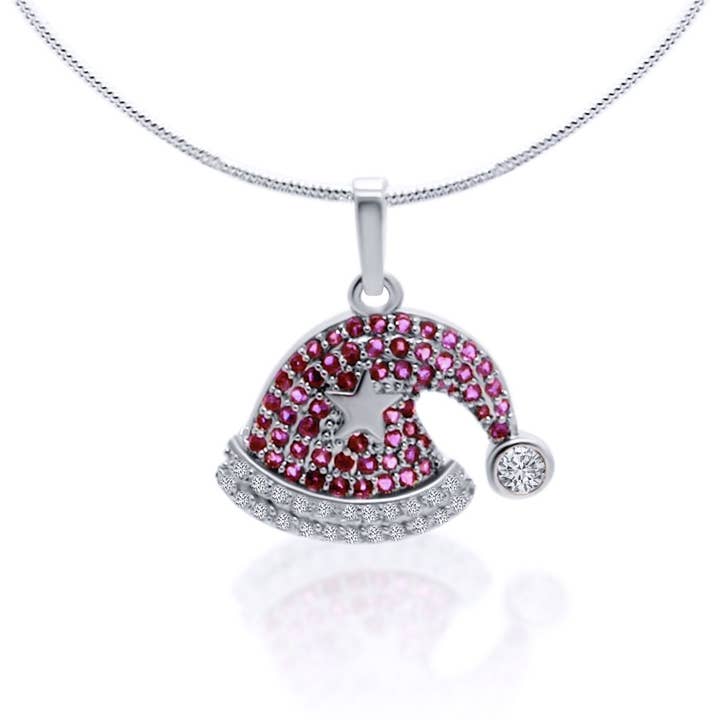 Santa&#39;s Hat  Necklace w/stones