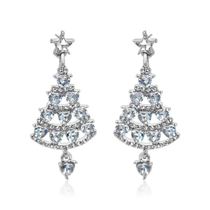 Christmas tree  stud zirconia earrings