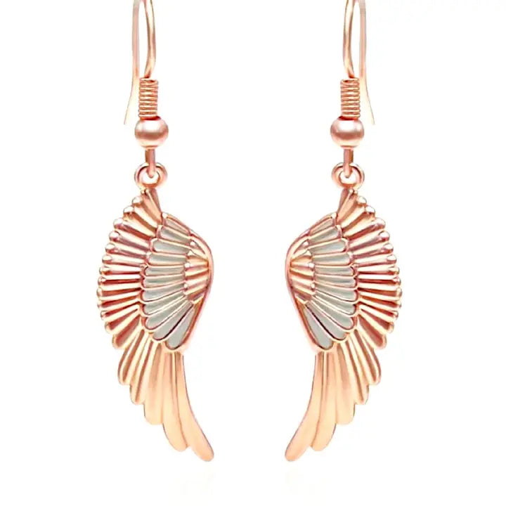 Rose gold angel wing earrings  w/ zircon