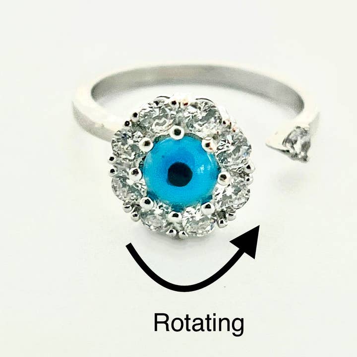 Evil Eye Design spinning Adjustable Ring