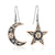 Moon and star design floral earrings