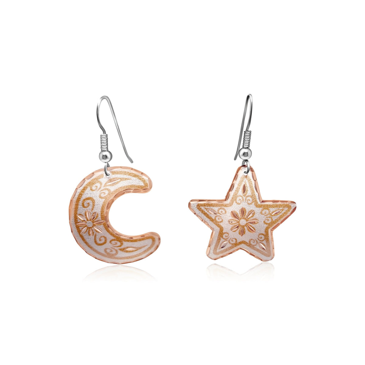 Moon and star design earrings