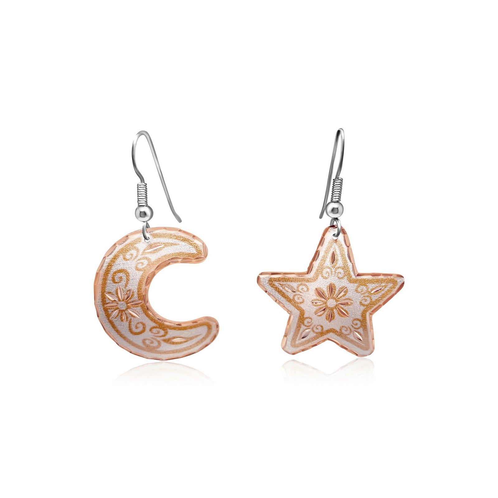 Moon and star design earrings