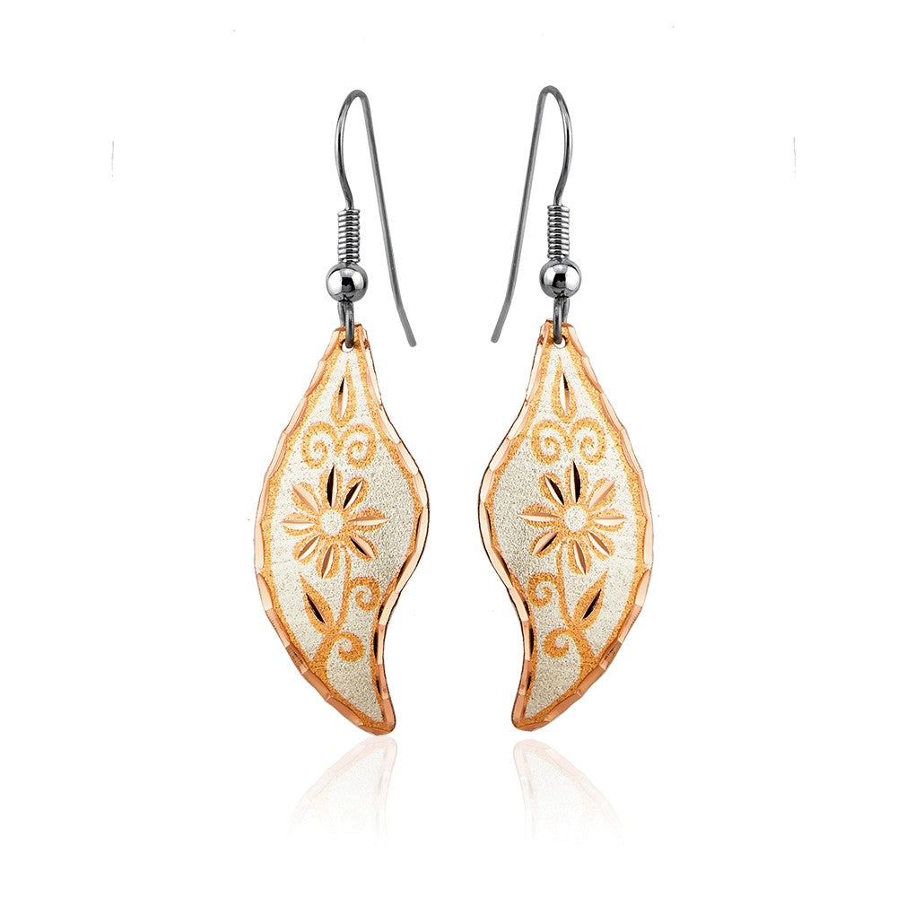 Silver retro look drop earrings