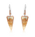 Silver flower triangle earrings