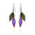Purple and green print leave design earrings