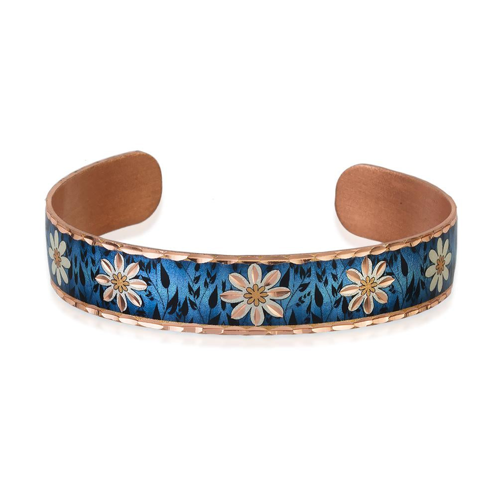 Dark blue color narrow design handmade copper bracelet