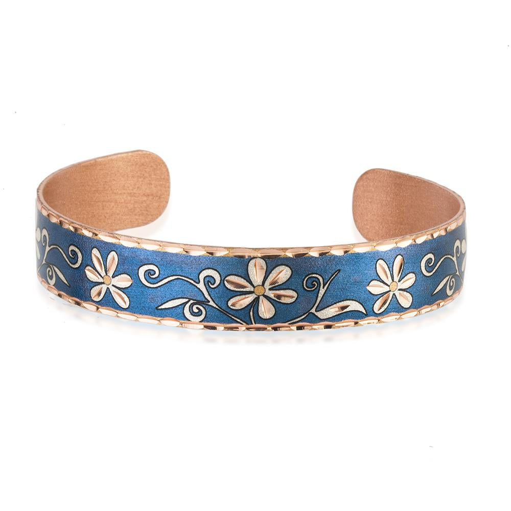 Blue flower narrow design bracelet