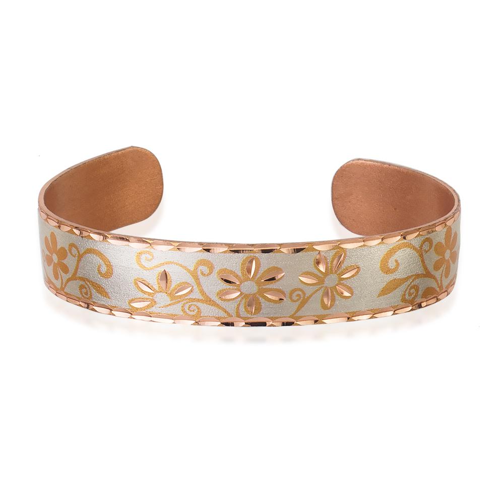 Daisy flower silver color adjustable bracelet