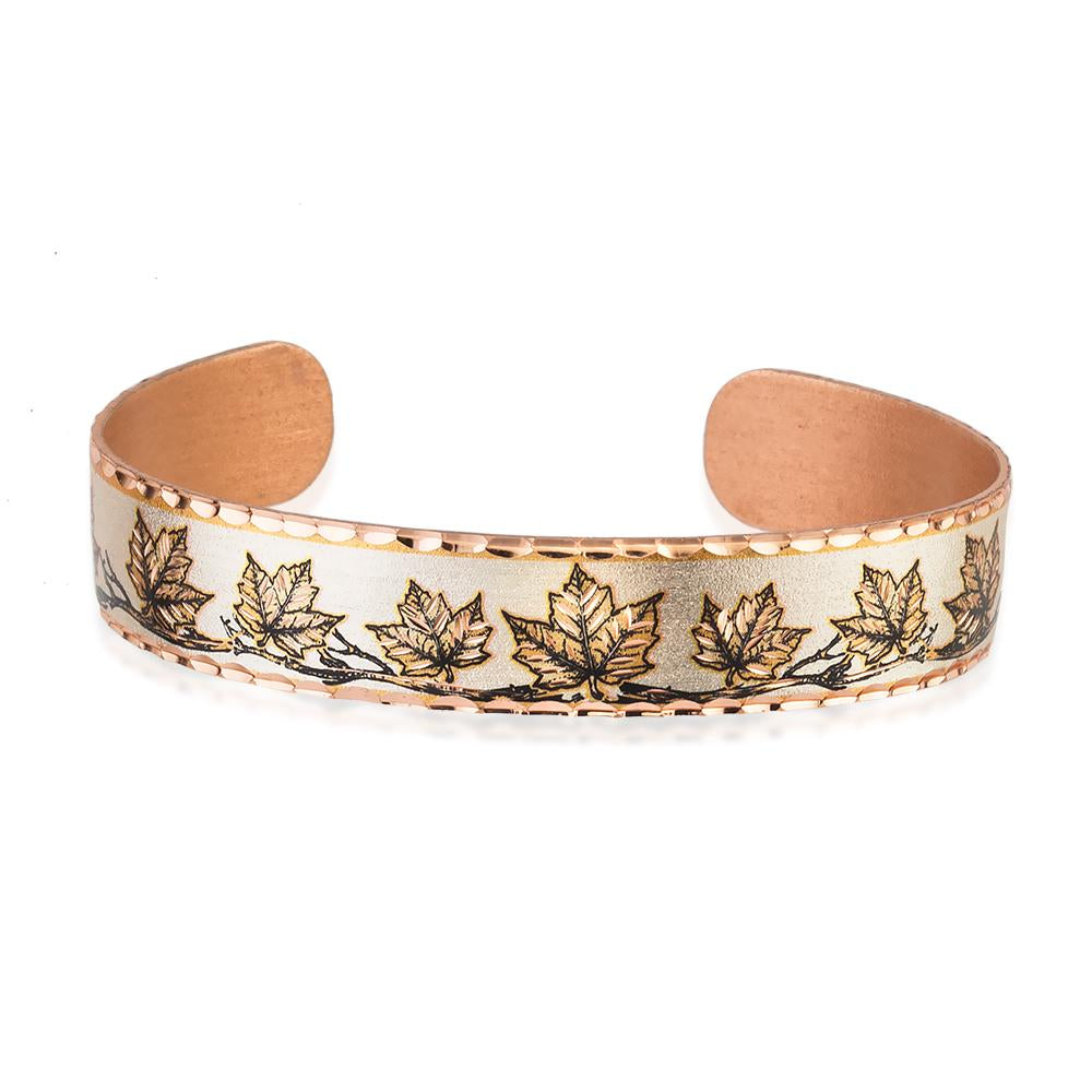 Maple leave design handmade copper adjustable bracelet