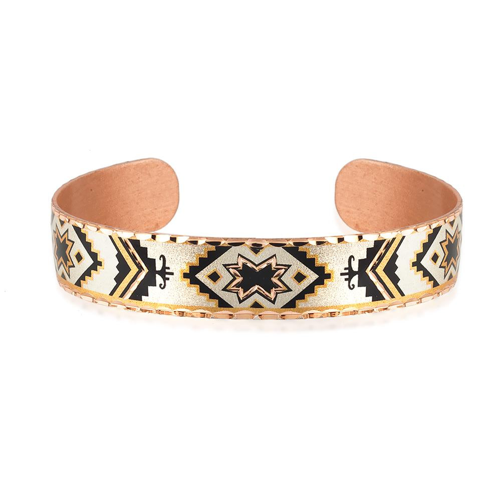 Narrow style native american southwestern star design handmade copper bracelet