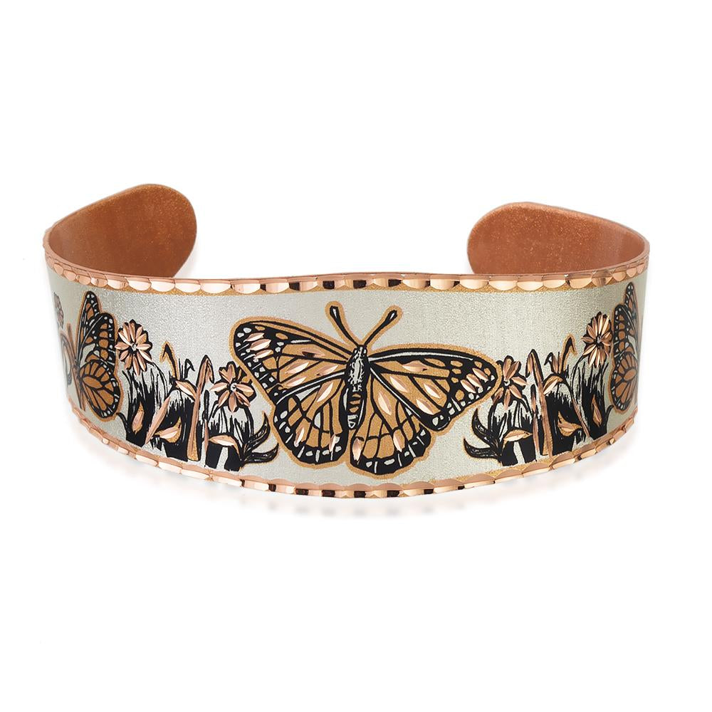 Monarch design handmade copper adjustable bracelet