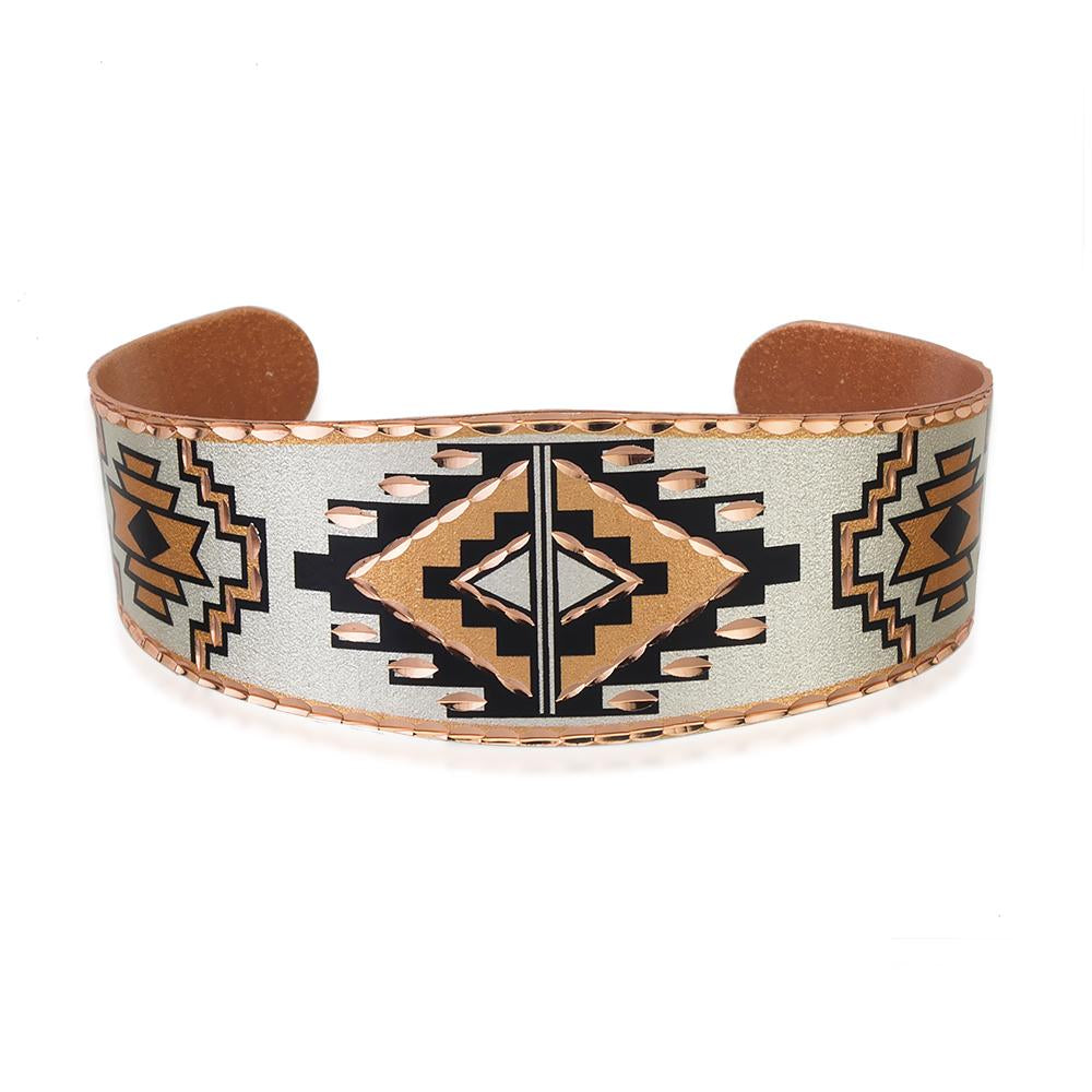 Southwestern native design handmade adjustable copper bracelet